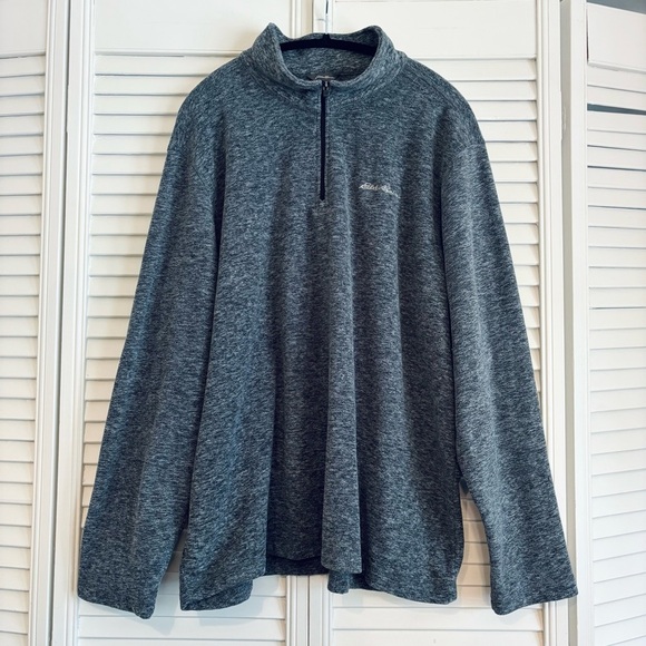 Eddie Bauer Gray Fleece Quarter Zip Pullover Sweater Size XXL - Picture 1 of 6